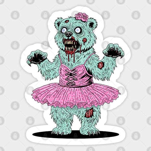Ballerina Polar Bear Zombie Sticker by H. R. Sinclair